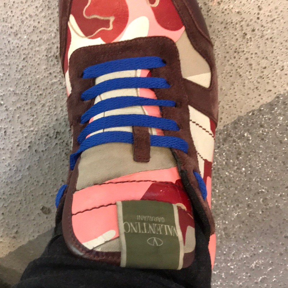 Valentino pink, maroon, blue camo.